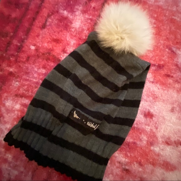 Rachel F Accessories - Rachel F Slouchy Toque with Recycled Fur Pom Pom